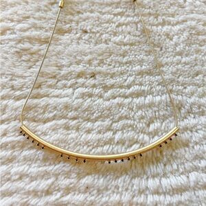 Madewell Abstract Choker Bar Collar Statement Necklace Gold Black Stones Gems